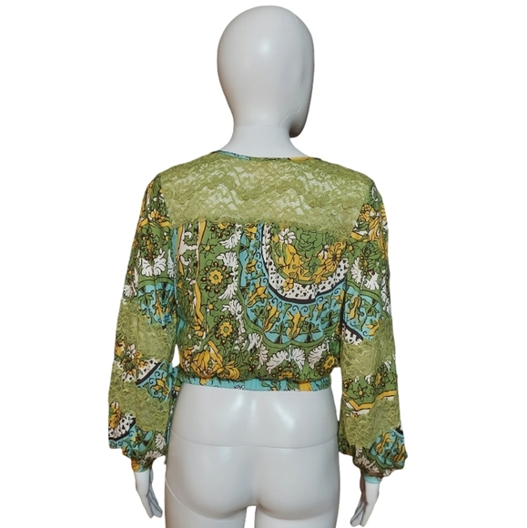 Anthropologie Tiny Long Sleeve Printed V Neck Wrap Top - Picture 6 of 16